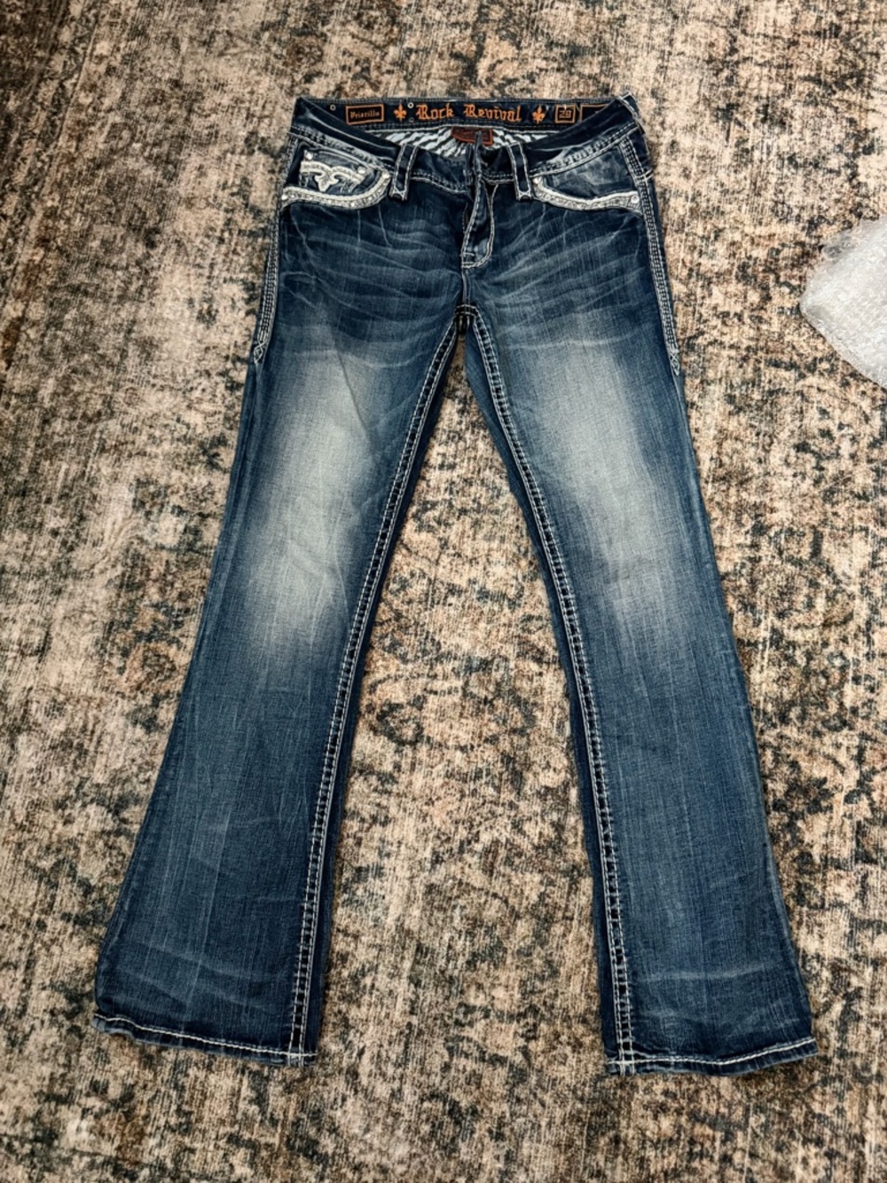 Rock Revival Women's Dark Blue Bootcut Jeans with Contrast Stitching
